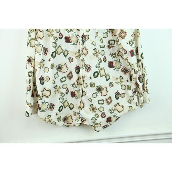 Vintage XL Dad Shirt 90s Oversize Medallion Allover Print Preppy Nautical Skater - Picture 4 of 8